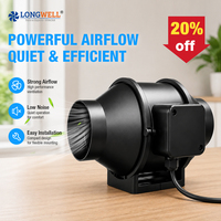 Ventilador de Conducto en Línea EC de Alto Flujo de Aire LONGWELL, Personalizable, de 4-8 Pulgadas, Silencioso, para Ventilación de Carpas de Cultivo Hidropónico