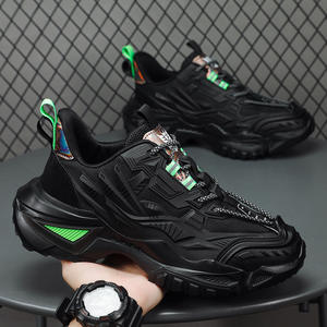 Chaussures de sport décontractées pour hommes, noires, légères, à lacets, nouvelle collection printemps, en maille, pour la course à pied, augmentant la taille, confortables pour la marche - Product Image 4