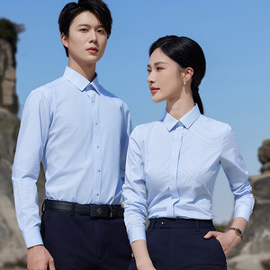 Pure Cotton White Short Sleeve Shirt For Men And Women Workwear Wrinkle Free Solid Color Professional Attire - Product Image 3