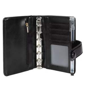 Carpeta A7 de Cuero PU Premium, <span class=keywords><strong>Agenda</strong></span> Personalizable con Ranuras para Tarjetas, Bolsillo con Cremallera y Soporte para Bolígrafo, para Organización de Oficina - Product Image 2