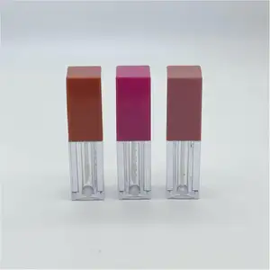 Tubos de brillo de labios Plástico cuadrado vacío y exprimidor Vidrio mate Aluminio Pasta de dientes Transparente Lindo Mascara Comestic Tube