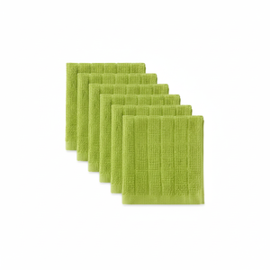 Juego de paños de cocina Basic Terry Collection Solid Windowpane, 12x12 ", aguacate, 6 unidades | Importaciones de diseño - Product Image 1