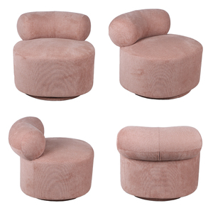 Fauteuil pivotant rose de luxe CARLFORD, fauteuil confortable pour salon, fauteuil d'appoint pour salon - Product Image 3