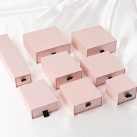 Pink Pull Out Jewelri kertas kardus Custom logo Luxu kertas kotak kemasan kotak perhiasan untuk anak perempuan