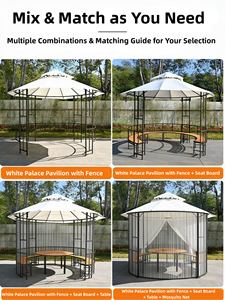 Gazebo en acier de 9,8 pieds de diamètre, design château palais, pavillon de jardin moderne de luxe, <span class=keywords><strong>tente</strong></span> dôme en métal élégante, imperméable et résistante au vent - Product Image 6