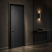Porte intérieure en MDF mélaminé à grain de bois anthracite profond, design à lignes verticales, pour chambre, hôtel, appartement