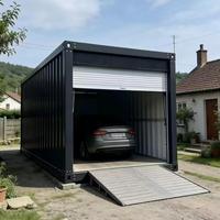 Garage préfabriqué en conteneur de 20 pieds, abri de stockage modulaire détachable avec porte enroulable, atelier portable pour voitures et équipements