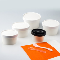 Gobelet à dessert en papier kraft jetable personnalisé à paroi simple avec couvercle, écologique et biodégradable pour yaourt et crème glacée