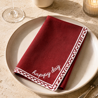 Serviettes brodées colorées, broderie personnalisée, linge de table en lin/coton, écologiques, 45x45cm, modernes, pour les fêtes et les mariages