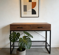 Table console moderne en fer et bois avec 2 tiroirs pour salon et table d'appoint pour hôtel pour salon Tiroir en bois