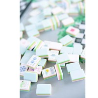 En stock : Ensemble de Mahjong en acrylique à motif de dessin animé, 160 pièces avec tuiles Joker, pour le jeu de Mahjong américain, coffret cadeau, design gravé durable