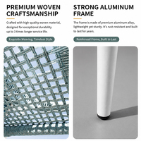 Silla de Comedor Comercial de Aluminio y Teslin con Cuerda para Exteriores FLD1204 para Proyectos de Hoteles, Resorts, Restaurantes y Patios