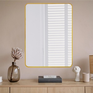 Modern Luxury Rectangle Wall Decorative Mirror Black Metal <b>Framed</b> Hotel Mirror for Living Room Glass Material - Product Image 1