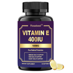 Complément alimentaire certifié GMP, marque privée, formule végane pure, vitamine E haute puissance 400 UI, gélules molles, antioxydant et soutien immunitaire - Product Image 1