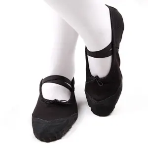 Wholesale Flat Dance Children Soft Comfortable Canvas Girls Kids Slippers Ballet Shoes