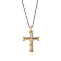 Collier croix 3D pour hommes et femmes, pendentif vintage tressé en acier inoxydable lisse, accessoire de niche