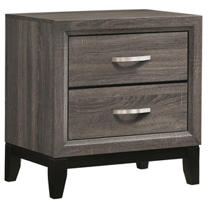 Stephan <b>Grey</b> Oak 2-Drawer Nightstand Modern Bedroom <b>Storage</b> Drawer <b>Unit</b> - Product Image 2