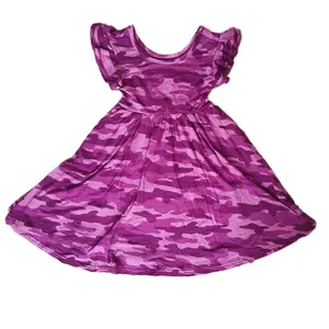 Custom 95% bamboo 5% spandex fabric twirl dresses for baby kid OEM for girl ruffle