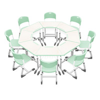 Bureau et Chaise de Salle de Classe Réglables en Hauteur en Bois, Ensemble Mobilier Scolaire pour Étudiant