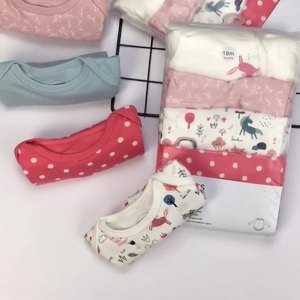 2022 venta al por mayor de las muchachas del bebé recién <span class=keywords><strong>nacido</strong></span> ropa de niños 5 unids/set de algodón de manga corta del bebé mameluco - Product Image 2