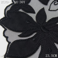 Fleur personnalisée avec broderie en dentelle satinée, garniture en dentelle Oeko Tex 23 cm, tissu en dentelle noire brodée de luxe pour lingerie haut de gamme
