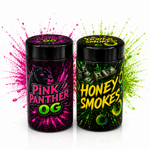 <strong>Large</strong> Stock 100ml 150ml New Styles UV Violet <strong>Glass</strong> Myron <strong>Jars</strong> <strong>with</strong> Stickers Easy Open Wide Mouth Candy Herb Flower Custom Print - Product Image 3
