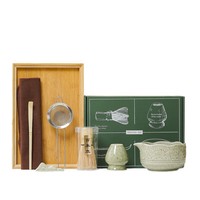 Meilleure vente transfrontalière : Ensemble de 7 pièces de bols et outils à matcha en céramique pour thé vert, style minimaliste moderne, en boîte couleur, cent unités