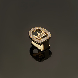 Crown Full Zircon Gold Silver Grillz Bezel Setting Party Unisex False Teeth - Product Image 3