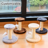 Vente en gros usine : Arbre à chat d'intérieur en carton, écologique et durable, avec mini-griffoir en corde de sisal, perchoir en peluche et jouet souris suspendu