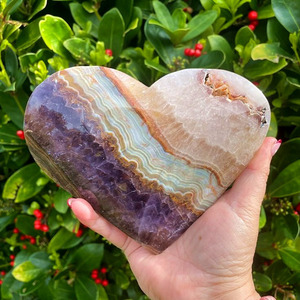 Corazones de Ágata Mexicana de Amatista, Cristales Naturales de Cuarzo, Especímenes Minerales, Cristal Tallado para Chakra de la Corona - Product Image 1
