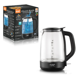 Bouilloire électrique thermostatée en verre avec anneau lumineux bleu, intérieur sans BPA, 2,0 L avec lampe LED - Product Image 6
