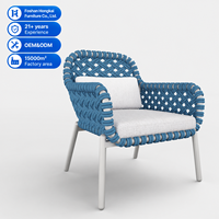Moderner Outdoor-Sessel mit Seilgeflecht und Kissen, Garten-Loungesessel für Hotel, Resort, Villa, Balkon
