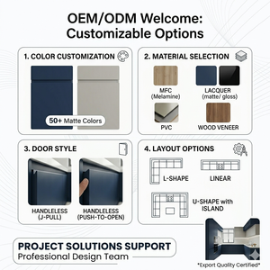 Özel Ölçülerde Modern Minimalist İki Renkli Mutfak Dolabı Seti MDF Çevre Dostu Mat Kaplama Ev İçin Mutfak Dolabı - Product Image 4