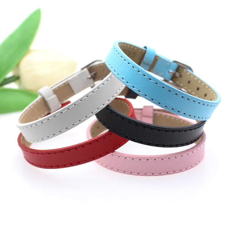 10mm Genuine Real Leather Bracelet For Women Slide Letter Charms Wristband Jewelry Making DIY Pet Collar Keychain Band Gift