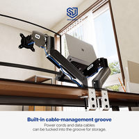Support de moniteur double rotatif à 360 degrés universel pour usine, support de bureau de haute qualité personnalisé avec plateau pour ordinateur portable
