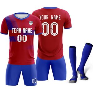 Custom Soccer Jersey Set Personalized <b>Name</b> Number V-Neck Sublimated Moisture Wicking Uniform for Men Youth Boys - Product Image 1