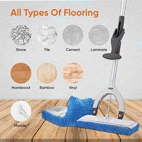 Superio Miracle Serpillière plate avec manche télescopique auto-essorant Eponge bleue pour carrelage en bois dur, sol stratifié, nettoyage des murs