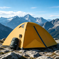 Abri de Montagne Léger et Pliable pour Deux Personnes, Double Couche, en Nylon Enduit de Silicone, Imperméable aux Fortes Pluies, Haute Altitude