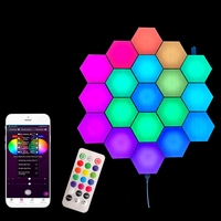 Lampu Malam LED Pintar RGB Led Segi Enam, Lampu Dinding Dekoratif Sensitif Sentuhan Magnetik DIY Quantum Honeycomb