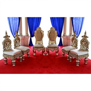 Sillas Tradicionales Hindúes para Bodas Indias Vedi Mandap, Sillas Bajas para Bodas Tradicionales Fiji, Asientos Bajos con Tallados Dorados, Tronos para Novios - Product Image 2