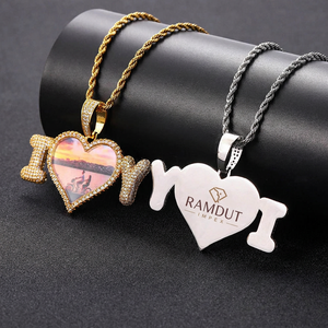 Colgante con Foto de Corazón 'Te Amo', Colgante Personalizado con Imagen, Colgante de Recuerdo con Diamantes, Regalo Romántico de Joyería - Product Image 2