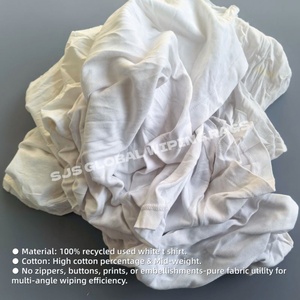 Chiffons de nettoyage industriels en coton 100% recyclé blanc, à faible peluchage, pour essuyer l'eau et l'huile - Product Image 4