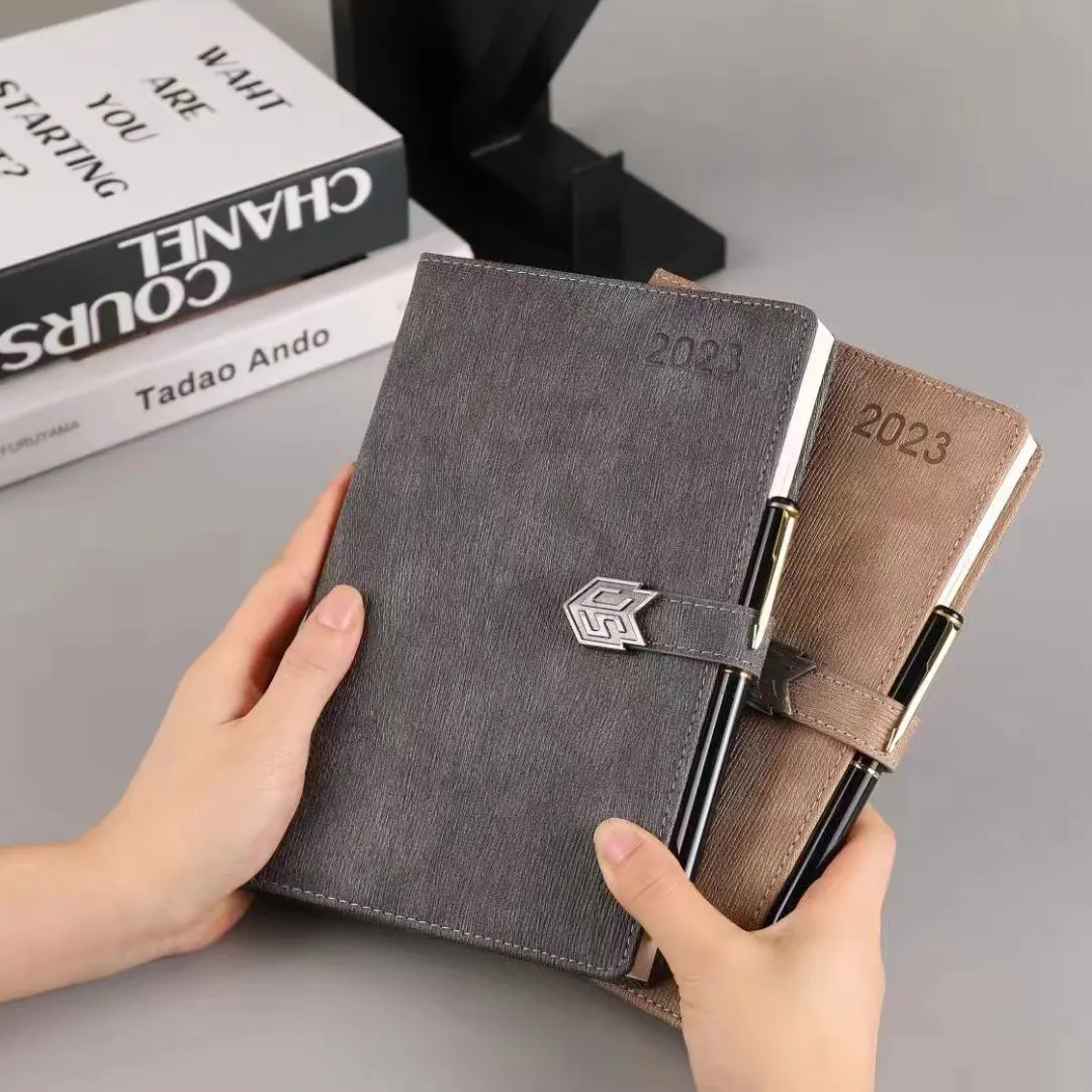 Diario dei pasti personalizzato in pelle PU di alta qualità agenda stampabile personalizzata 2023 quaderno con copertina rigida A5 con logo personalizzato