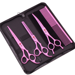 Ciseaux de toilettage pour chien Purple Dragon 7" en acier inoxydable JP, ciseaux droits pour coiffure animale, ciseaux à effiler roses Chunker Z3102 - Product Image 2