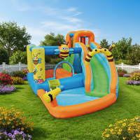 3-5 enfants cour maison été eau amusant famille toboggan avec piscine gonflable petit toboggan aquatique