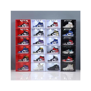LED lighting shoe storage box LED voice control sneaker box stackable shoe organizer