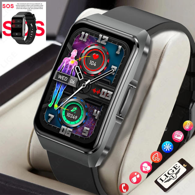 Lige BWET650 ET650 ECG Monitoring Heart Rate Blood Pressure Blood Oxygen Function Smartwatch Sedentary Reminder Unisex Watches