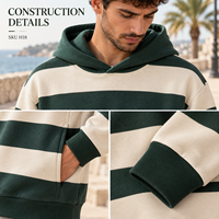 Sweatshirts et sweats à capuche rayés surdimensionnés pour hommes à prix réduit, pull à manches longues et épaules tombantes, style décontracté streetwear