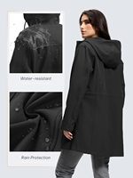 Veste de pluie imperméable pour femme SaphiRose, importée, doublure en polaire, capuche, longue, chaude, veste softshell d'extérieur, polyester/élasthanne