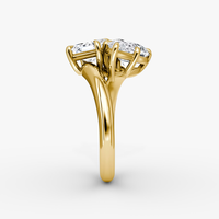 Bague de fiançailles Toi et Moi en or massif 14K/18K avec émeraude 1 carat et diamant ovale croisé de laboratoire, certifiée IGI CVD/HPHT, personnalisable